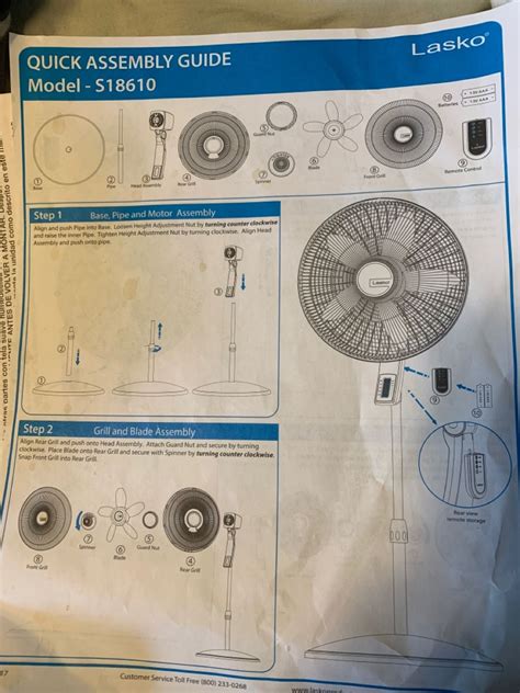 lasko tower fan repair manual